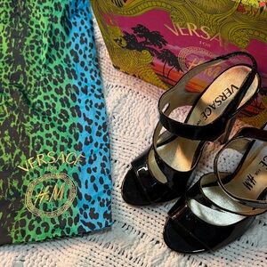 Versace for H&M Patented Black Heels Size US 5 / EUR 36